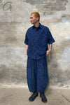 AVIVA JIFEI XUE Blue Striped Panel Wide Leg Pants S22-CWLP